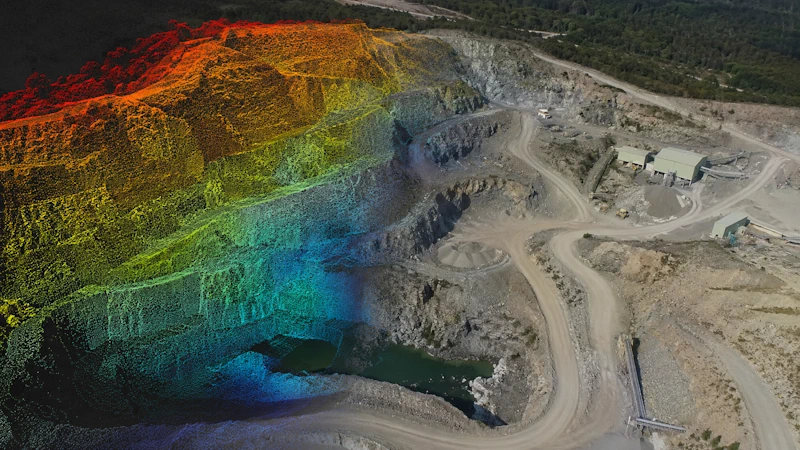 Nube de puntos LiDAR de cantera y terreno para generación de modelos 3D